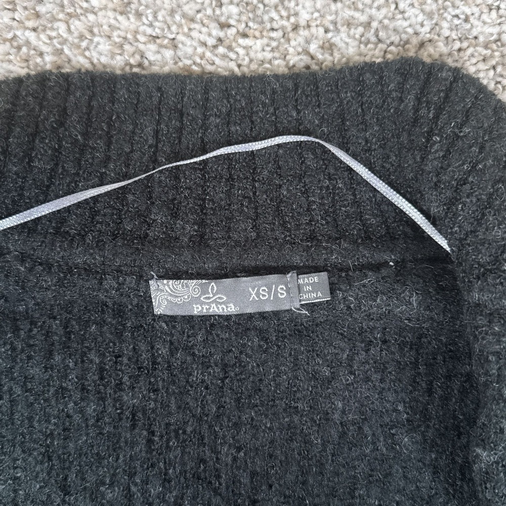 prAna Sweater Womens XS/S Gray Black Geometric Open Front Cardigan Mock Neck - Picture 8 of 14